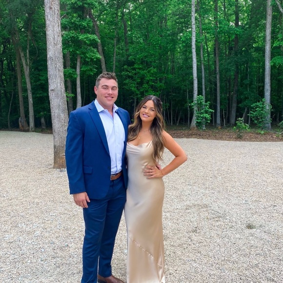 Show Me Your Mumu Tuscany Maxi Slip Dress in Champagne Luxe Satin size small - Picture 3 of 6